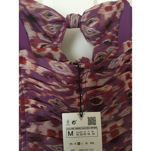 ZARA Printed Dress With Draping M NWT - Picture 4 of 12